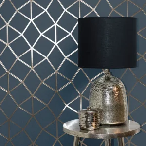 Fine Décor Platinum Geo Trellis Navy