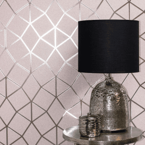 Fine Décor - Platinum Geo Trellis Blush
