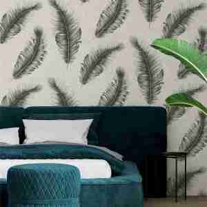 Belgravia Zambaiti Parati - Ciara Feather - Gunmetal A Stunning Feather Design with Subtle Glitter Accents
