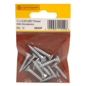 Centurion 1" x 10 ZP Twin Thread Woodscrews 12pk