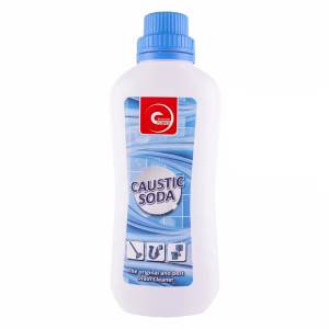 Caustic Soda in an off-white bottle