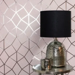 Fine Décor Platinum Geo Trellis Rose