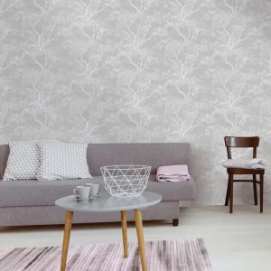The Holden Décor Whispering Trees Grey/Silver Glitter Wallpaper is versatile enough to complement various interior design styles.
