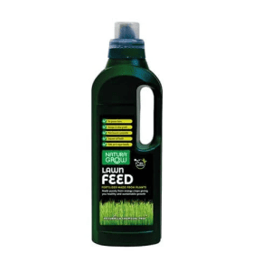 a tall, slim bottle of Organic Lawn Feed