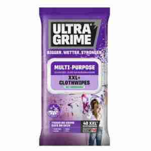 UltraGrime Life Multi Purpose Pomelo Cloth Wipes XXL in a large purple pack of 40